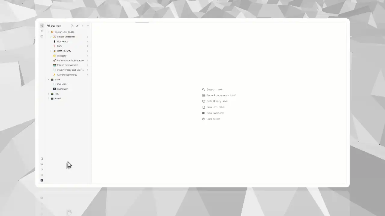 KMind Zen 思源插件 Dock 栏快速创建导图的动图