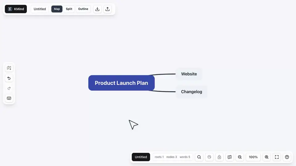 Animation of adding an external link to a KMind Zen node