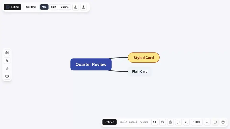 Animation of using the format brush to copy one KMind Zen node's styling onto another